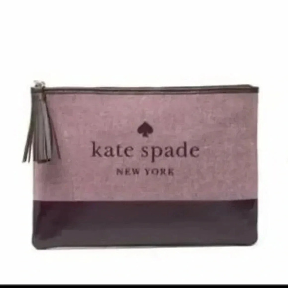 Kate Spade Ash Street Canvas Plum Logo Clutch - Picture 2 of 5